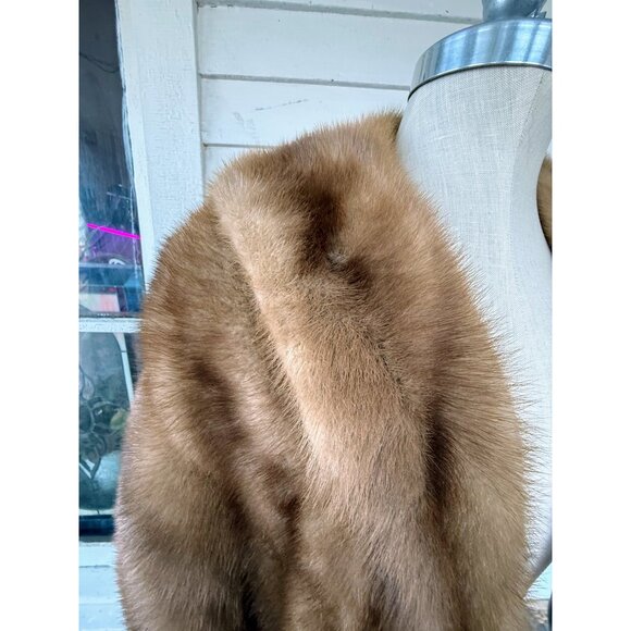 Vintage 50's Brown Mink Stole Capelet With front Pockets - Picture 12 of 16